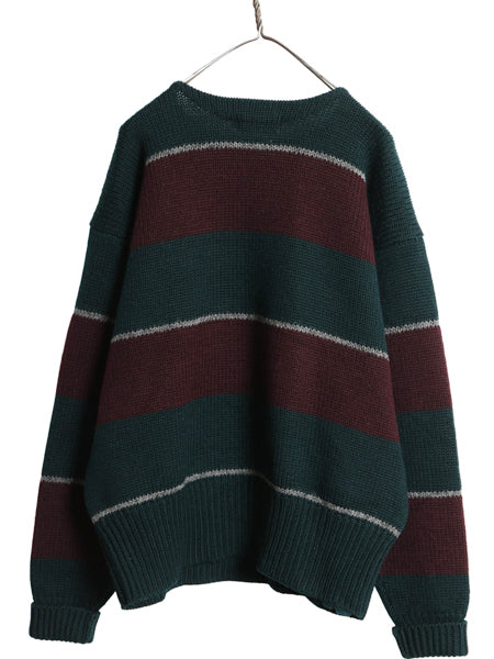 90s ポロ ラルフローレン ボートネック ニット セーター メンズ XL オールド ヴィンテージ タイプ ウール ツートン ボーダー 大きいサイズ