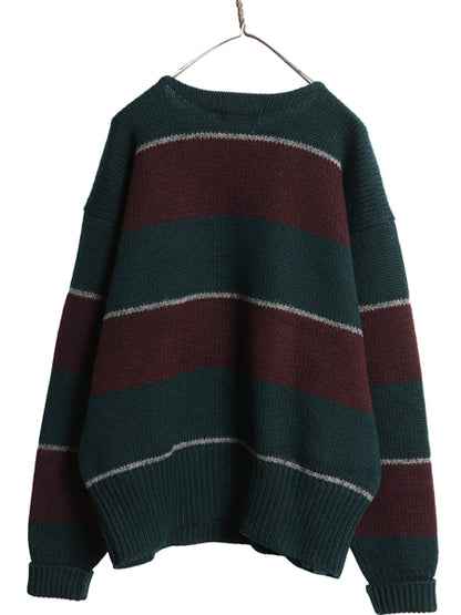 90s ポロ ラルフローレン ボートネック ニット セーター メンズ XL オールド ヴィンテージ タイプ ウール ツートン ボーダー 大きいサイズ