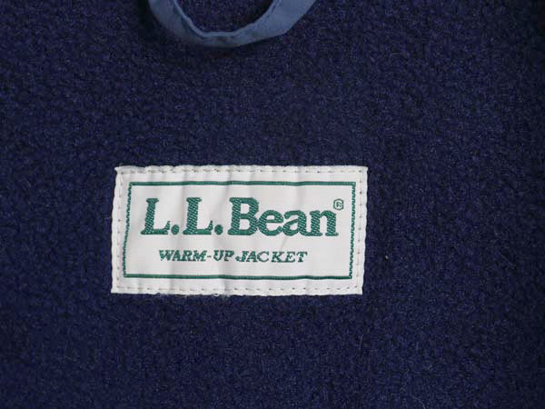 90s エルエルビーン ナイロン ウォームアップ ジャケット メンズ XL 程/ 古着 オールド ジャンパー フリース ライナー付き 大きいサイズ 紺