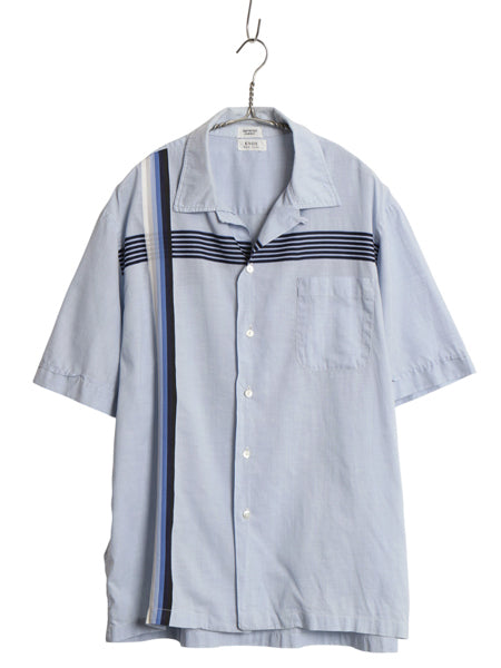 60s ★ KNOX NEW YOER 100% コットン オープンカラー シャツ メンズ L / 古着 ヴィンテージ ループ留め 開襟 ボックス 半袖シャツ ブルー