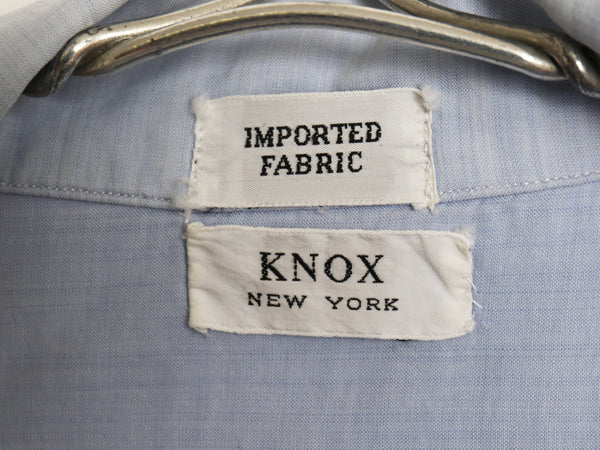 60s ★ KNOX NEW YOER 100% コットン オープンカラー シャツ メンズ L / 古着 ヴィンテージ ループ留め 開襟 ボックス 半袖シャツ ブルー