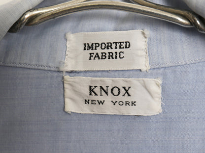 60s ★ KNOX NEW YOER 100% コットン オープンカラー シャツ メンズ L / 古着 ヴィンテージ ループ留め 開襟 ボックス 半袖シャツ ブルー