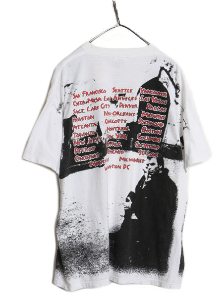 90s USA製 ★ スティング オールオーバー プリント Tシャツ メンズ XL / オールド 当時物 オフィシャル バンド ロック ツアー 白 GEM 総柄
