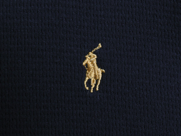 ポロ ラルフローレン 長袖 サーマル Tシャツ メンズ M / ロンT ワッフル コットン カットソー ワンポイント ストレッチ インナー ブラック