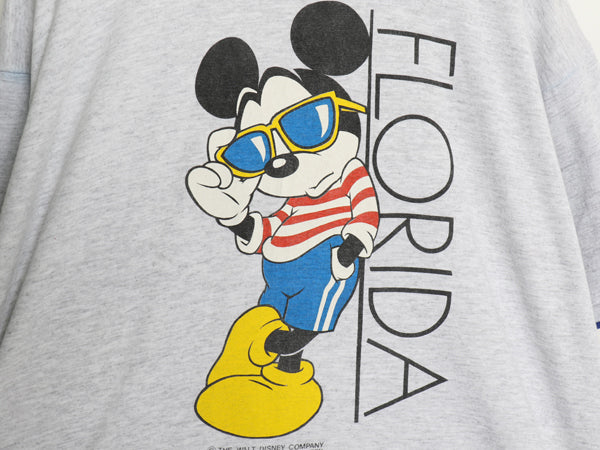 90s USA製 ミッキー プリント Tシャツ メンズ レディース XL  / 古着 オールド ディズニー オフィシャル キャラクター 大きいサイズ グレー