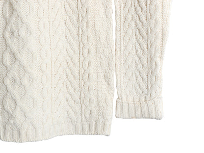 アイルランド製 aran crafts ハーフジップ フィッシャーマン ニット セーター レディース XS / メリノ ウール アラン ケーブル ナチュラル