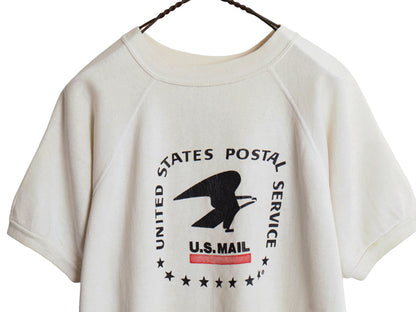 70s ★ US MAIL プリント 半袖 スウェット メンズ M レディース L 程/ ヴィンテージ スエット ラグラン 裏起毛 トレーナー 重ね着 ロゴ 白