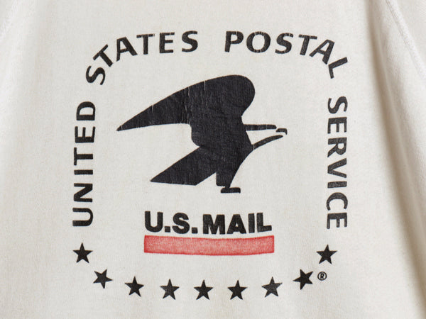 70s ★ US MAIL プリント 半袖 スウェット メンズ M レディース L 程/ ヴィンテージ スエット ラグラン 裏起毛 トレーナー 重ね着 ロゴ 白