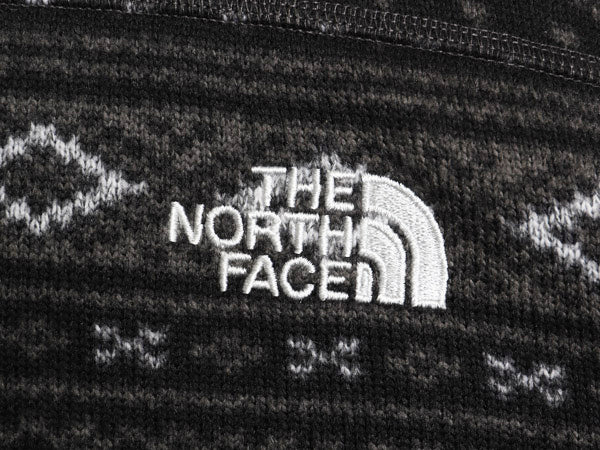 US企画 ノースフェイス セーター フリース ジャケット メンズ XL 古着 プルオーバー ジャンパー ニット ハーフジップ ノルディック 総柄 黒