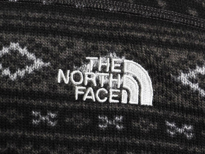 US企画 ノースフェイス セーター フリース ジャケット メンズ XL 古着 プルオーバー ジャンパー ニット ハーフジップ ノルディック 総柄 黒