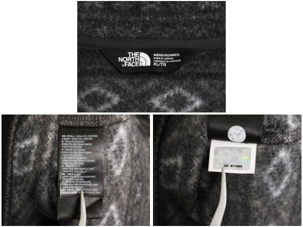 US企画 ノースフェイス セーター フリース ジャケット メンズ XL 古着 プルオーバー ジャンパー ニット ハーフジップ ノルディック 総柄 黒
