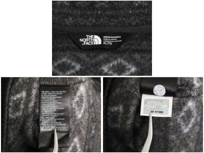 US企画 ノースフェイス セーター フリース ジャケット メンズ XL 古着 プルオーバー ジャンパー ニット ハーフジップ ノルディック 総柄 黒