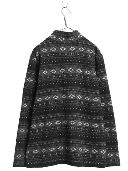 US企画 ノースフェイス セーター フリース ジャケット メンズ XL 古着 プルオーバー ジャンパー ニット ハーフジップ ノルディック 総柄 黒