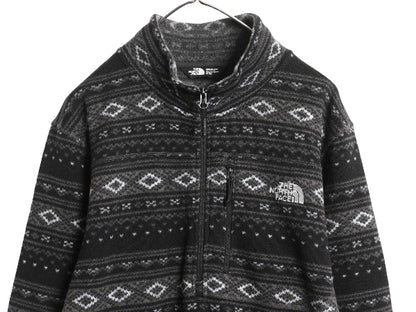 US企画 ノースフェイス セーター フリース ジャケット メンズ XL 古着 プルオーバー ジャンパー ニット ハーフジップ ノルディック 総柄 黒