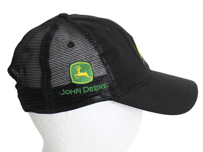 デッドストック カーハート 企業 ロゴ 刺繍 メッシュ ベースボール キャップ フリーサイズ / 帽子 JOHN DEERE ワーク トラッカー ハット 黒
