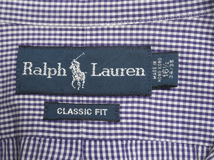 90s ラルフローレン ギンガム チェック 長袖 ボタンダウン シャツ メンズ L / オールド ポロ 長袖シャツ ワイシャツ ワンポイント ツートン