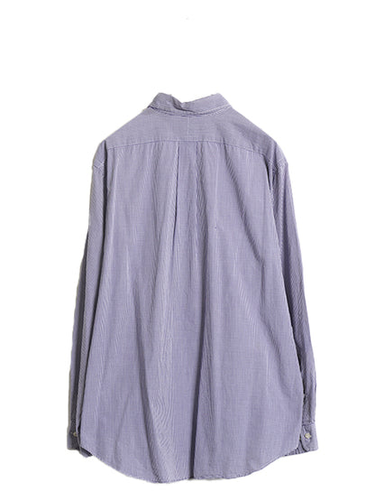 90s ラルフローレン ギンガム チェック 長袖 ボタンダウン シャツ メンズ L / オールド ポロ 長袖シャツ ワイシャツ ワンポイント ツートン