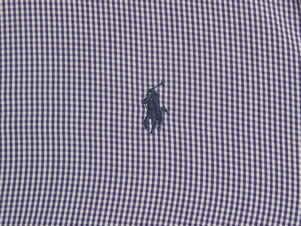 90s ラルフローレン ギンガム チェック 長袖 ボタンダウン シャツ メンズ L / オールド ポロ 長袖シャツ ワイシャツ ワンポイント ツートン