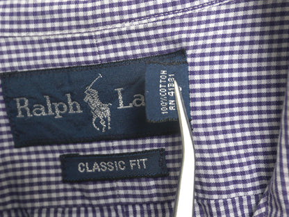 90s ラルフローレン ギンガム チェック 長袖 ボタンダウン シャツ メンズ L / オールド ポロ 長袖シャツ ワイシャツ ワンポイント ツートン