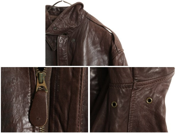 80s USA製 アヴィレックス A-2 フライト ジャケット メンズ L 古着 ヴィンテージ ミリタリー ボンバー 本革 レザー 革ジャン ブルゾン 茶