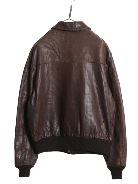 80s USA製 アヴィレックス A-2 フライト ジャケット メンズ L 古着 ヴィンテージ ミリタリー ボンバー 本革 レザー 革ジャン ブルゾン 茶
