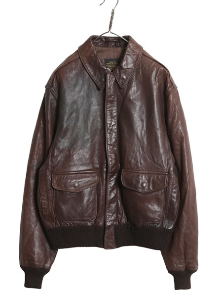 80s USA製 アヴィレックス A-2 フライト ジャケット メンズ L 古着 ヴィンテージ ミリタリー ボンバー 本革 レザー 革ジャン ブルゾン 茶