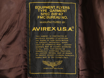 80s USA製 アヴィレックス A-2 フライト ジャケット メンズ L 古着 ヴィンテージ ミリタリー ボンバー 本革 レザー 革ジャン ブルゾン 茶
