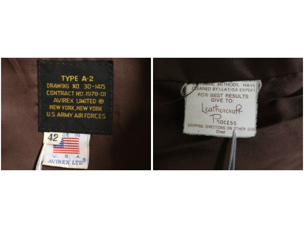 80s USA製 アヴィレックス A-2 フライト ジャケット メンズ L 古着 ヴィンテージ ミリタリー ボンバー 本革 レザー 革ジャン ブルゾン 茶