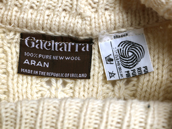 70s アイルランド製 GAELTARRA フィッシャーマン タートルネック ニット セーター レディース XS / ヴィンテージ ウール ケーブル アラン