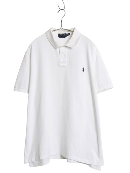 ポロ ラルフローレン 鹿の子 半袖 ポロシャツ メンズ XL / 半袖シャツ スリムフィット ワンポイント カットソー 大きいサイズ シンプル 白