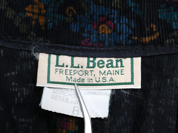 80s USA製 エルエルビーン 花柄  細畝 コーデュロイ ロング スカート レディース XS ヴィンテージ ロング丈 ギャザー入り Aライン きれいめ