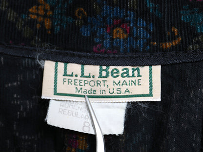 80s USA製 エルエルビーン 花柄  細畝 コーデュロイ ロング スカート レディース XS ヴィンテージ ロング丈 ギャザー入り Aライン きれいめ