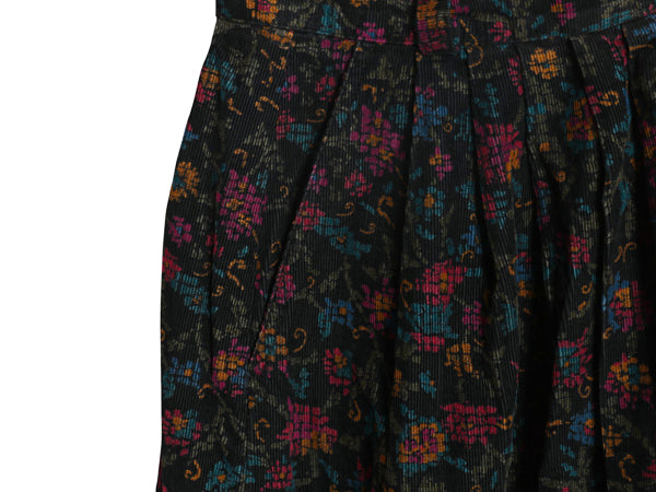 80s USA製 エルエルビーン 花柄  細畝 コーデュロイ ロング スカート レディース XS ヴィンテージ ロング丈 ギャザー入り Aライン きれいめ