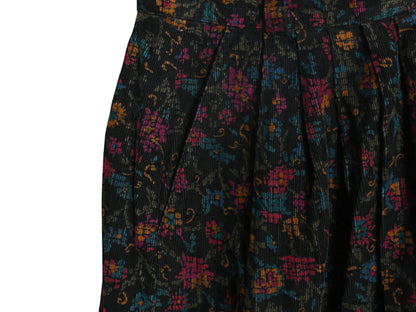 80s USA製 エルエルビーン 花柄  細畝 コーデュロイ ロング スカート レディース XS ヴィンテージ ロング丈 ギャザー入り Aライン きれいめ