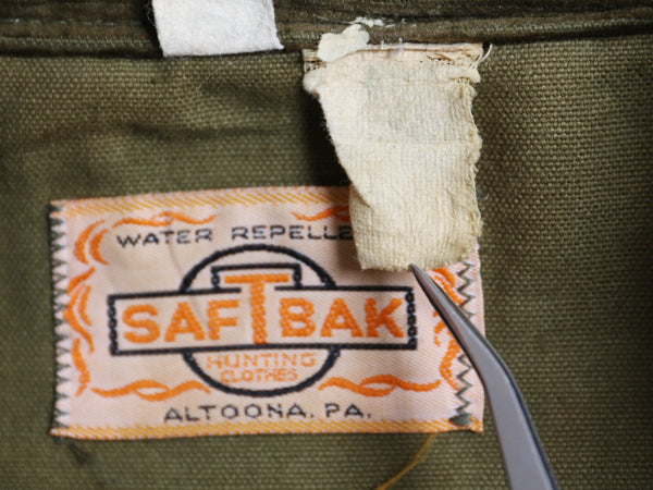 70s SAFTBAK ダック ハンティング ジャケット メンズ L 程 ヴィンテージ アウトドア シューティング ナイロン 切替 カバーオール オリーブ