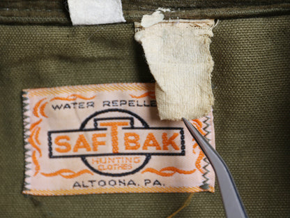 70s SAFTBAK ダック ハンティング ジャケット メンズ L 程 ヴィンテージ アウトドア シューティング ナイロン 切替 カバーオール オリーブ