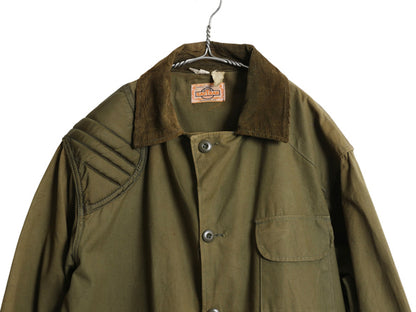 70s SAFTBAK ダック ハンティング ジャケット メンズ L 程 ヴィンテージ アウトドア シューティング ナイロン 切替 カバーオール オリーブ