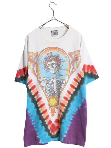 00s USA製 ★ グレイトフルデッド イラスト オールオーバー プリント Tシャツ メンズ L 当時物 バンド ロック キャラクター スカル ローズ