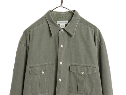 90s バナナリパブリック コットン 長袖 シャツ メンズ XL 旧タグ オールド 無地 ポケット付き 大きいサイズ シンプル ゆったり カジュアル