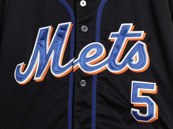 メッツ ベースボール シャツ メンズ XL 程 MLB オフィシャル マジェスティック 大リーグ ユニフォーム ゲームシャツ 大きいサイズ ブラック