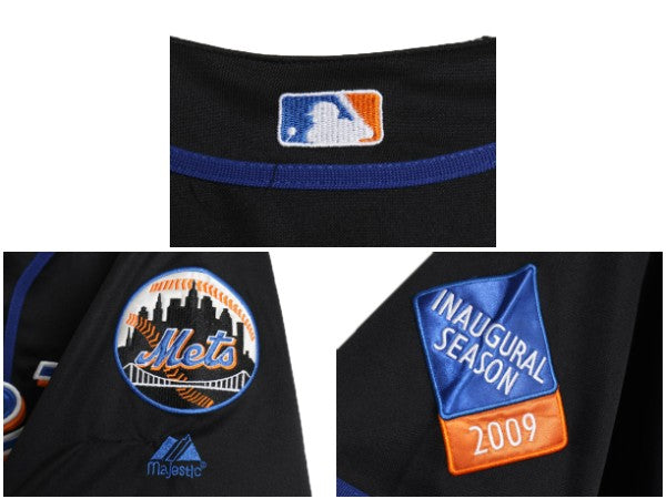 メッツ ベースボール シャツ メンズ XL 程 MLB オフィシャル マジェスティック 大リーグ ユニフォーム ゲームシャツ 大きいサイズ ブラック