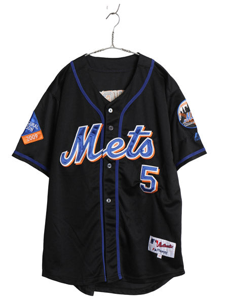 メッツ ベースボール シャツ メンズ XL 程 MLB オフィシャル マジェスティック 大リーグ ユニフォーム ゲームシャツ 大きいサイズ ブラック