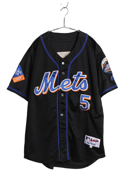 メッツ ベースボール シャツ メンズ XL 程 MLB オフィシャル マジェスティック 大リーグ ユニフォーム ゲームシャツ 大きいサイズ ブラック