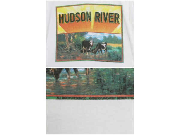 デッドストック 90s USA製 アニマル 両面 イラスト プリント Tシャツ メンズ XL オールド アウトドア アート ウシ フィッシュ 大きいサイズ
