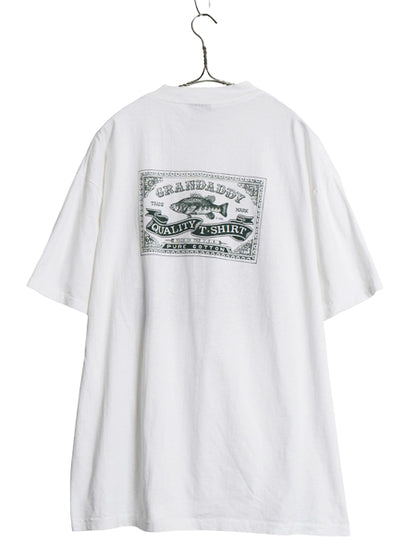 デッドストック 90s USA製 アニマル 両面 イラスト プリント Tシャツ メンズ XL オールド アウトドア アート ウシ フィッシュ 大きいサイズ