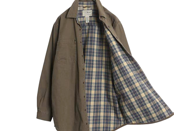 エルエルビーン ダック 長袖 シャツ メンズ M / 古着 長袖シャツ チェック フランネル ライナー付き ジャケット ワーク アウトドア 無地 