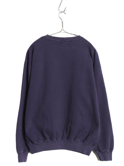 90s オールド ギャップ 無地 スウェット メンズ レディース S / トレーナー 前V 裏起毛 ブランク ソリッド クルーネック シンプル ネイビー