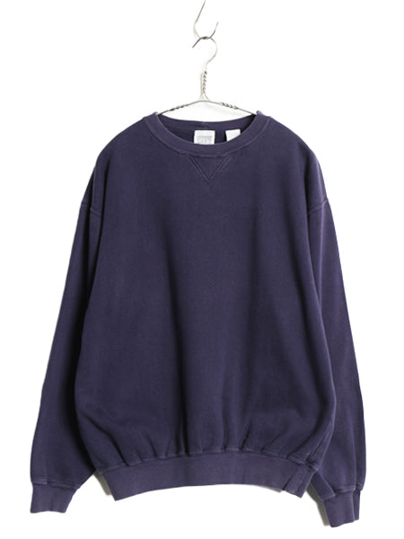 90s オールド ギャップ 無地 スウェット メンズ レディース S / トレーナー 前V 裏起毛 ブランク ソリッド クルーネック シンプル ネイビー