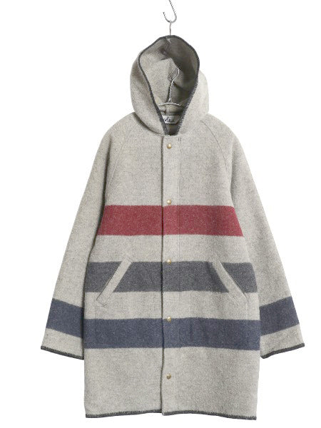 70s USA製 ウールリッチ フード付き ウール ハーフ コート メンズ S ヴィンテージ パーカー ジャケット ネイティブ ボーダー ブランケット