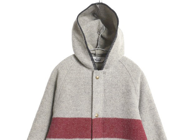 70s USA製 ウールリッチ フード付き ウール ハーフ コート メンズ S ヴィンテージ パーカー ジャケット ネイティブ ボーダー ブランケット